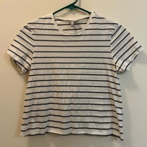 (4) ASOS White/Navy Striped Crop Top Short Sleeve T-shirt Tee